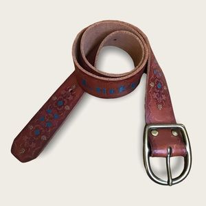 Lucky Brand Floral Lucky You Leather Belt Size Small